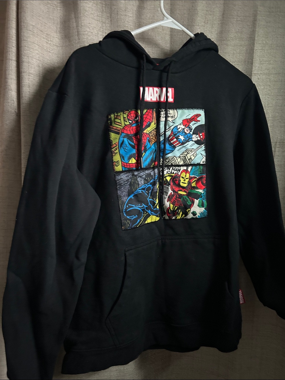 Disneyland Marvel Black Hoodie with Colorful Comic Panel Print